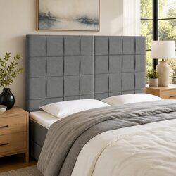 144cm Dark Grey Fabric LED Headboard with Lights