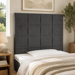 LED Headboard 80cm Dark Grey Velvet with Adjustable Lighting