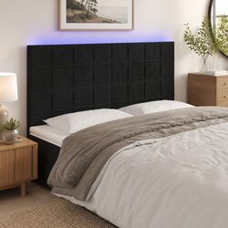 Adjustable Black Velvet LED Headboard for Bedroom Use