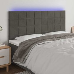 LED Headboard 200cm Grey Velvet Bed Backrest Adjustable Height Colourful Lights
