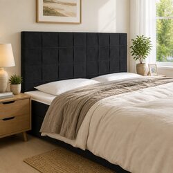 200 cm LED Headboard Black Velvet Bed Frame