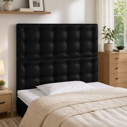 80 cm LED Headboard in Black Faux Leather