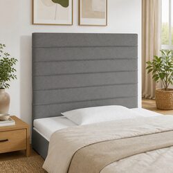 80cm Dark Grey Fabric LED Headboard with Height Adjustability