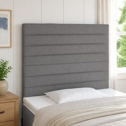 LED Headboard in Grey Fabric, 100cm Adjustable Height