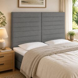 Fabric LED Headboard with Adjustable Height 144cm Dark Grey