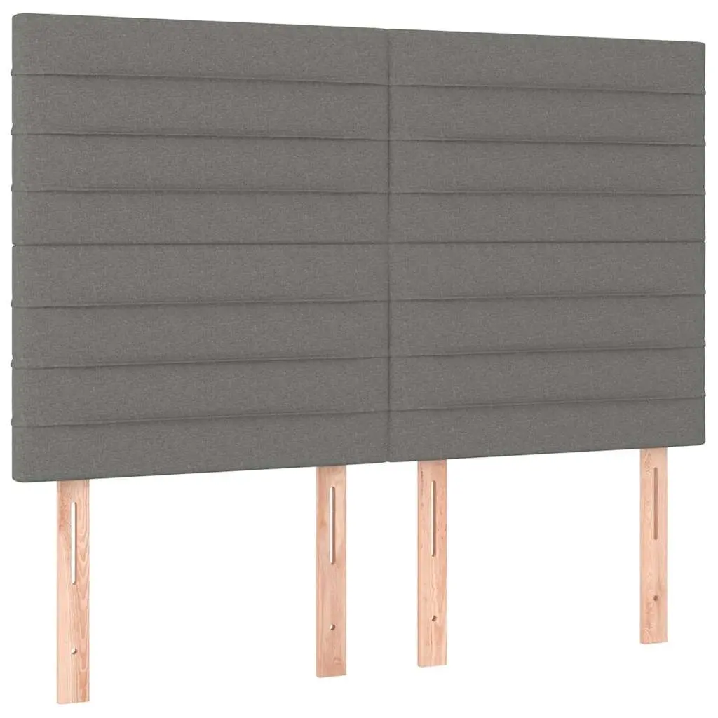 LED Headboard Adjustable Height Dark Grey Fabric 144cm Bedroom Mount with Colourful Lighting