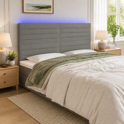 LED Headboard 160cm Dark Grey Fabric with Adjustable Height