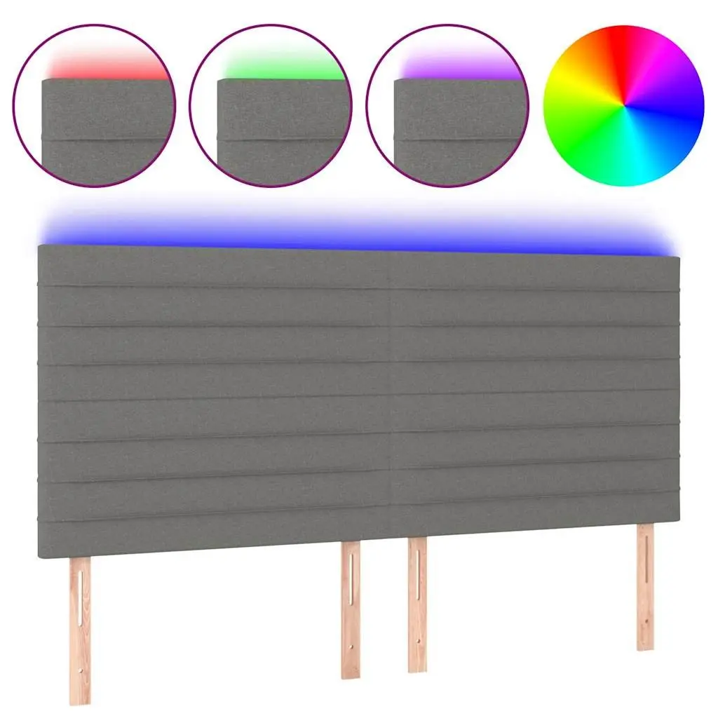 LED Headboard Adjustable Height 160cm Dark Grey Fabric