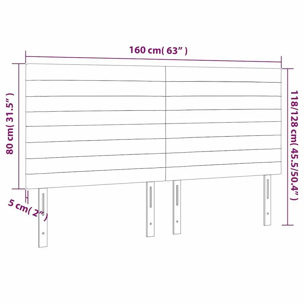 LED Headboard Adjustable Height 160cm Dark Grey Fabric