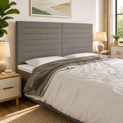 Adjustable Height LED Headboard 200cm Dark Grey Fabric