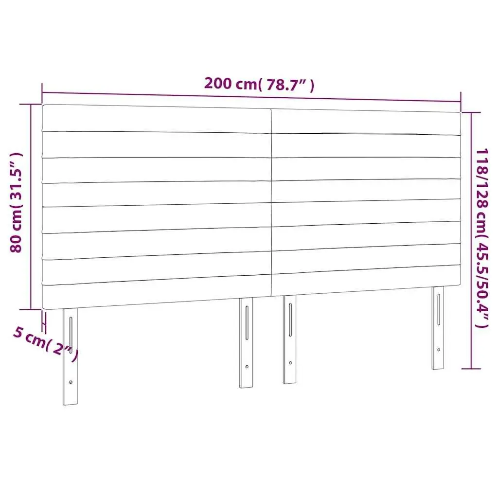 LED Headboard Adjustable Height 200cm Dark Grey Fabric