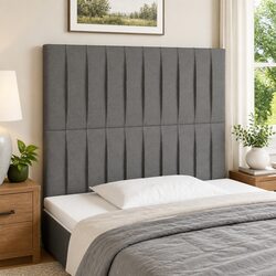 LED Headboard 80cm Grey Fabric with Adjustable Height