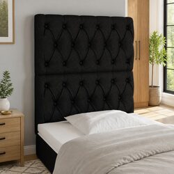 Adjustable Black Fabric LED Headboard - 80cm Width
