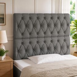 Grey Fabric LED Headboard with Adjustable Height