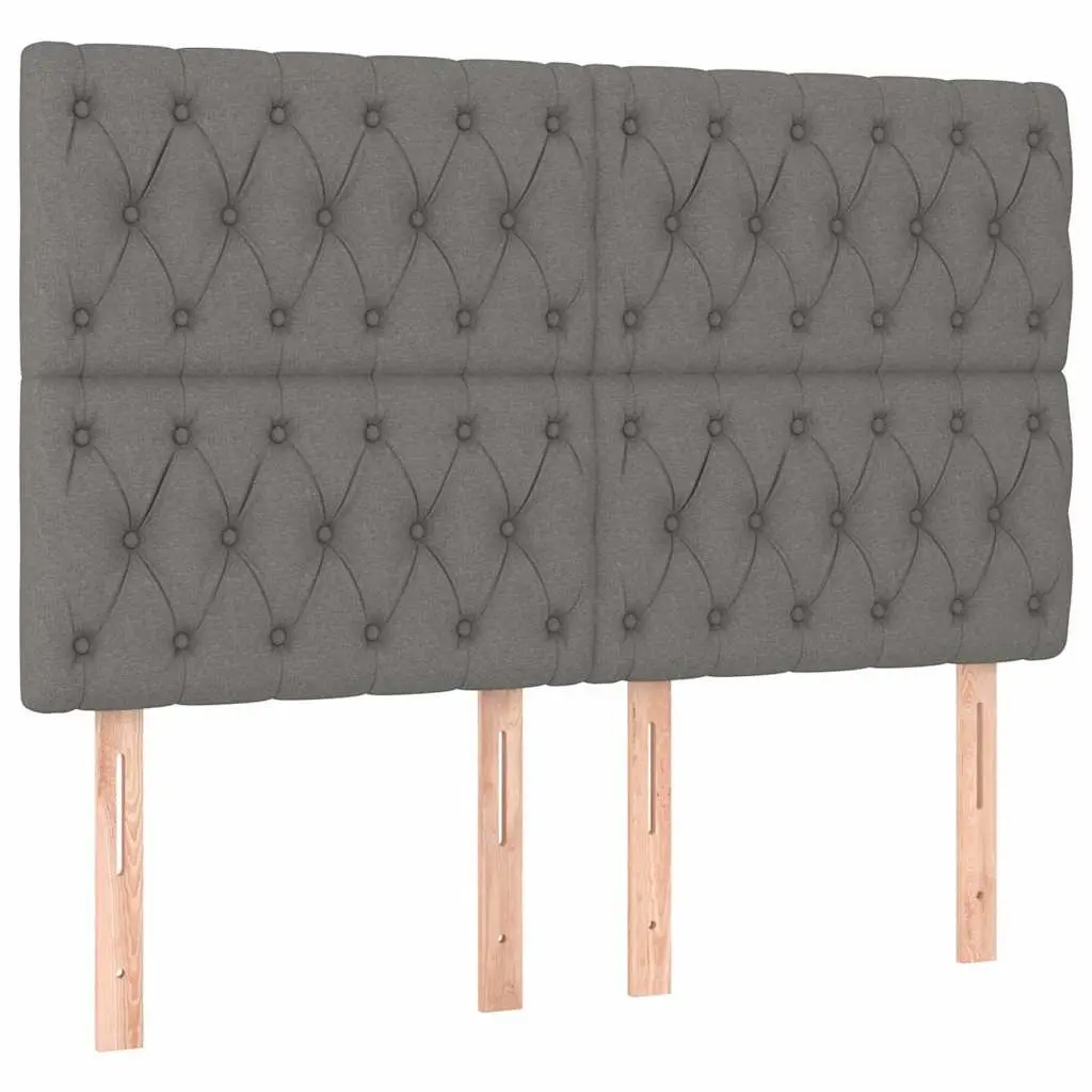 LED Headboard Adjustable Height 144cm Dark Grey Fabric Bed Backrest with Colorful Lighting