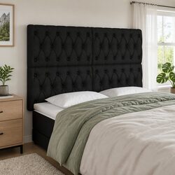 LED Headboard 160 cm Black Fabric with Adjustable Height