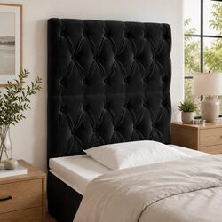 LED Headboard 80cm Black Velvet Backrest with Lights