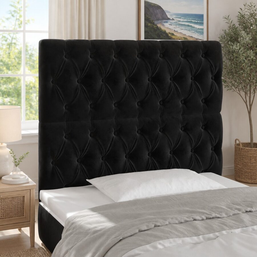 Black Velvet LED Headboard 100 cm with USB Power