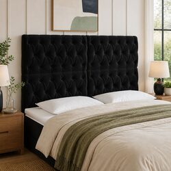Black Velvet LED Headboard 144cm with Adjustable Lighting