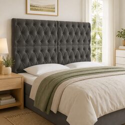 160 cm LED Headboard in Grey Velvet with Adjustable Lighting