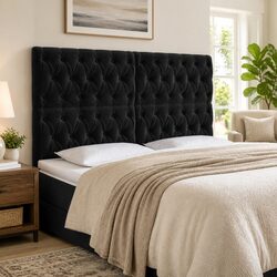 Black Velvet LED Headboard 160 cm with Adjustable Lights