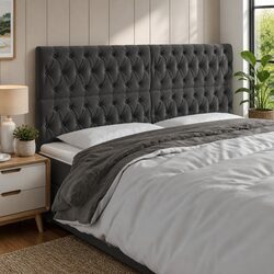 Adjustable LED Headboard 200cm Grey Velvet Wall-Mounted