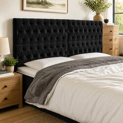 200cm LED Headboard in Black Velvet with Adjustable Lighting