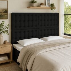 Adjustable Height LED Headboard in Black Fabric