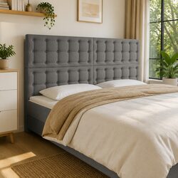 LED Headboard 160cm Dark Grey Fabric with Adjustable Height