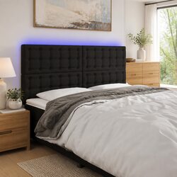 200cm LED Black Fabric Headboard with Adjustable Height