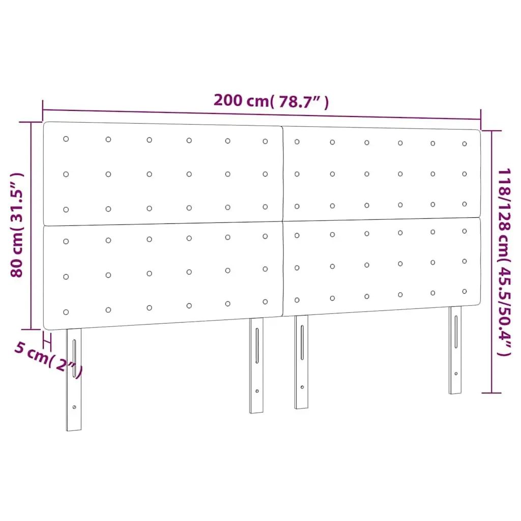 LED Headboard Adjustable Height 200cm Black Fabric