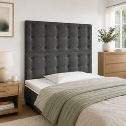 80cm LED Headboard in Grey Velvet with Adjustable Lighting