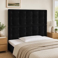 80 cm LED Headboard with Black Velvet Upholstery