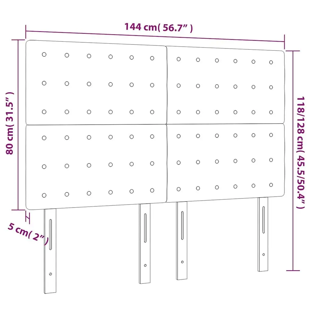 LED Headboard Adjustable Height Dark Grey Velvet 144cm