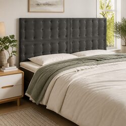160 cm LED Headboard in Grey Velvet with USB Connection