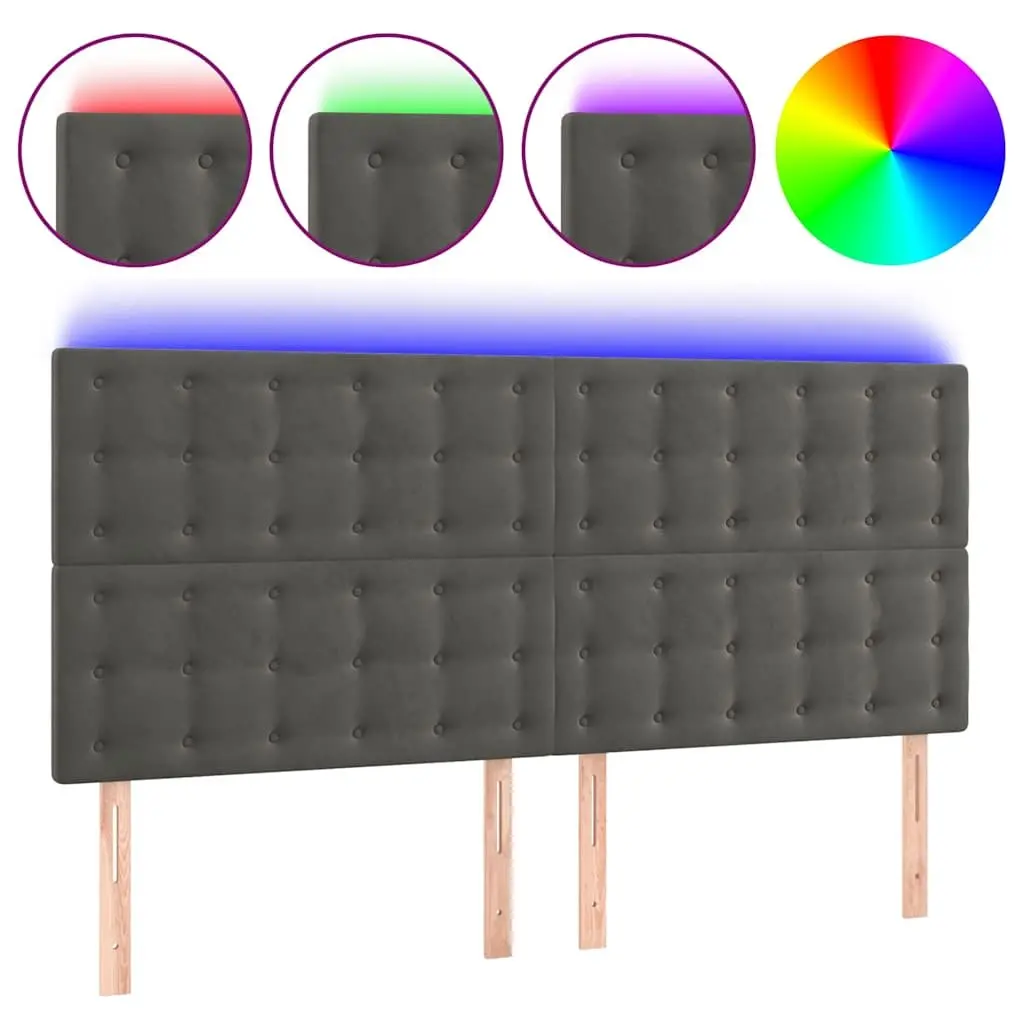 LED Headboard Adjustable Height Grey Velvet 160 cm