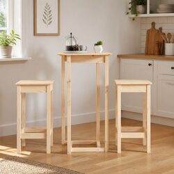 3 Piece Bar Set in Solid Pine Wood Construction