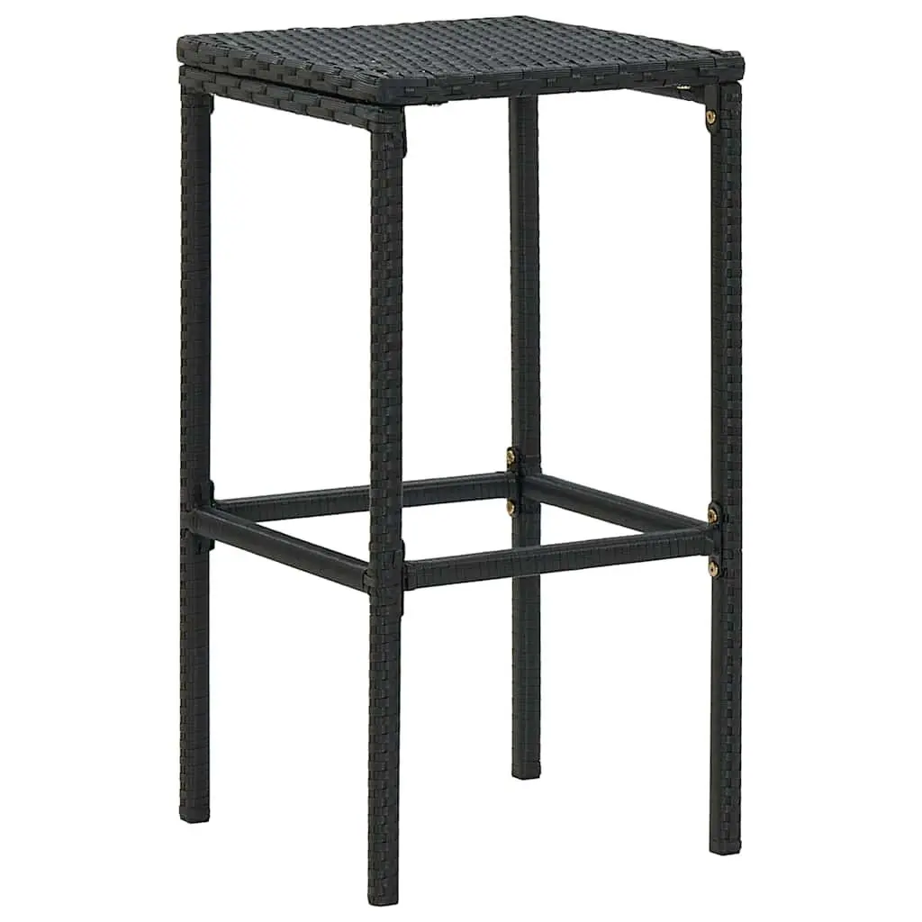 Bar Stools with Cushions Set of 6 Black PE Rattan Counter Seating Dining