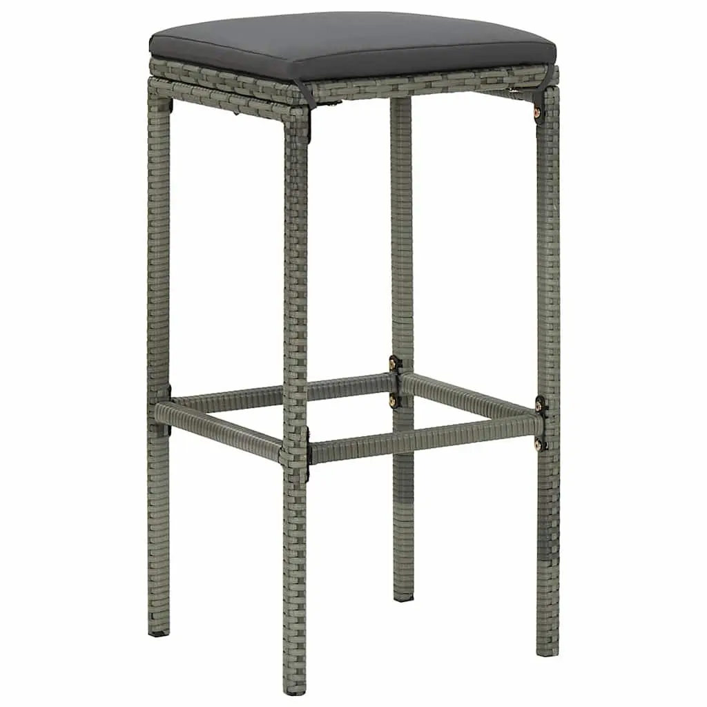3 Piece Bar Set Poly Rattan Outdoor Garden Table Stools Patio Furniture Grey