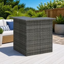 Corner Bar Table with PE Rattan and Steel Frame