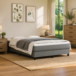 Box Spring Bed with Pocket Spring Mattress - Queen Size Grey