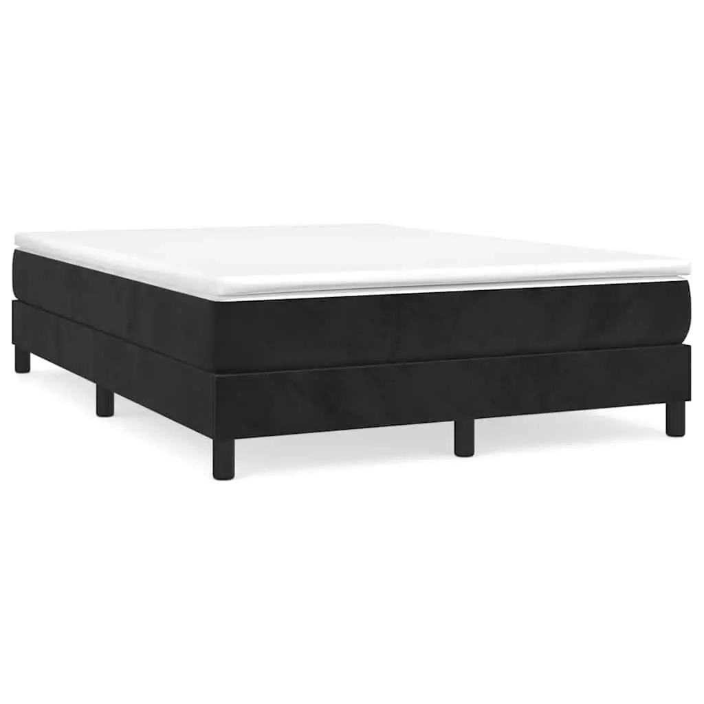 Queen Size Box Spring Bed with Medium-Hard Pocket Spring Mattress Black Velvet 153x203cm