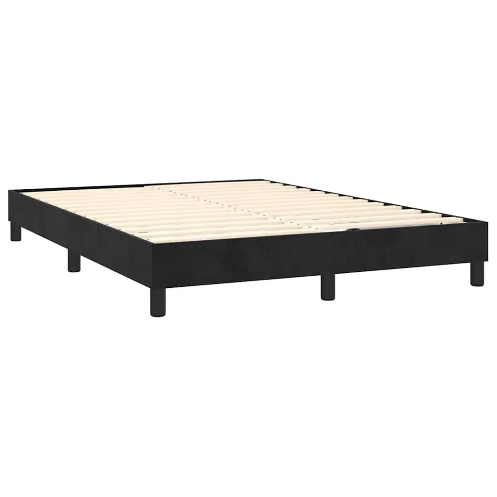 Queen Size Box Spring Bed with Medium-Hard Pocket Spring Mattress Black Velvet 153x203cm
