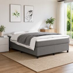 Elegant Grey Double Box Spring Bed with Pocket Spring Mattress
