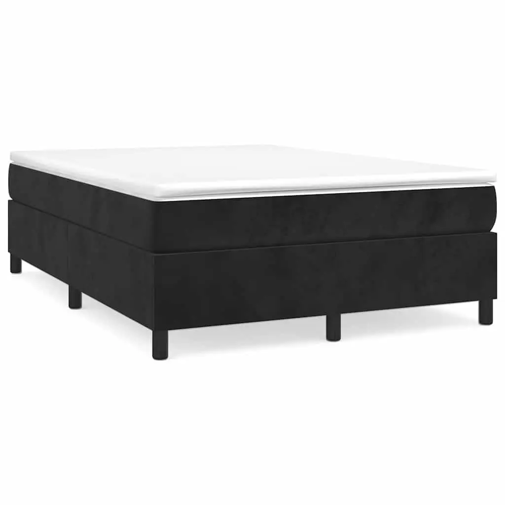 Box Spring Bed with Integrated Pocket Spring Mattress Medium-Hard Support Queen Size Black Velvet