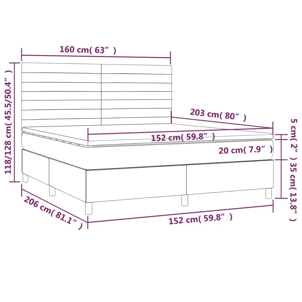Box Spring Bed with Pocket Spring Mattress Adjustable Headboard Queen Size Dark Grey Fabric