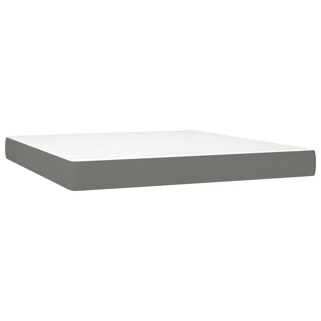 Box Spring Bed with Pocket Spring Mattress Adjustable Headboard Queen Size Dark Grey Fabric