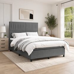 Double Size Box Spring Bed with Adjustable Headboard