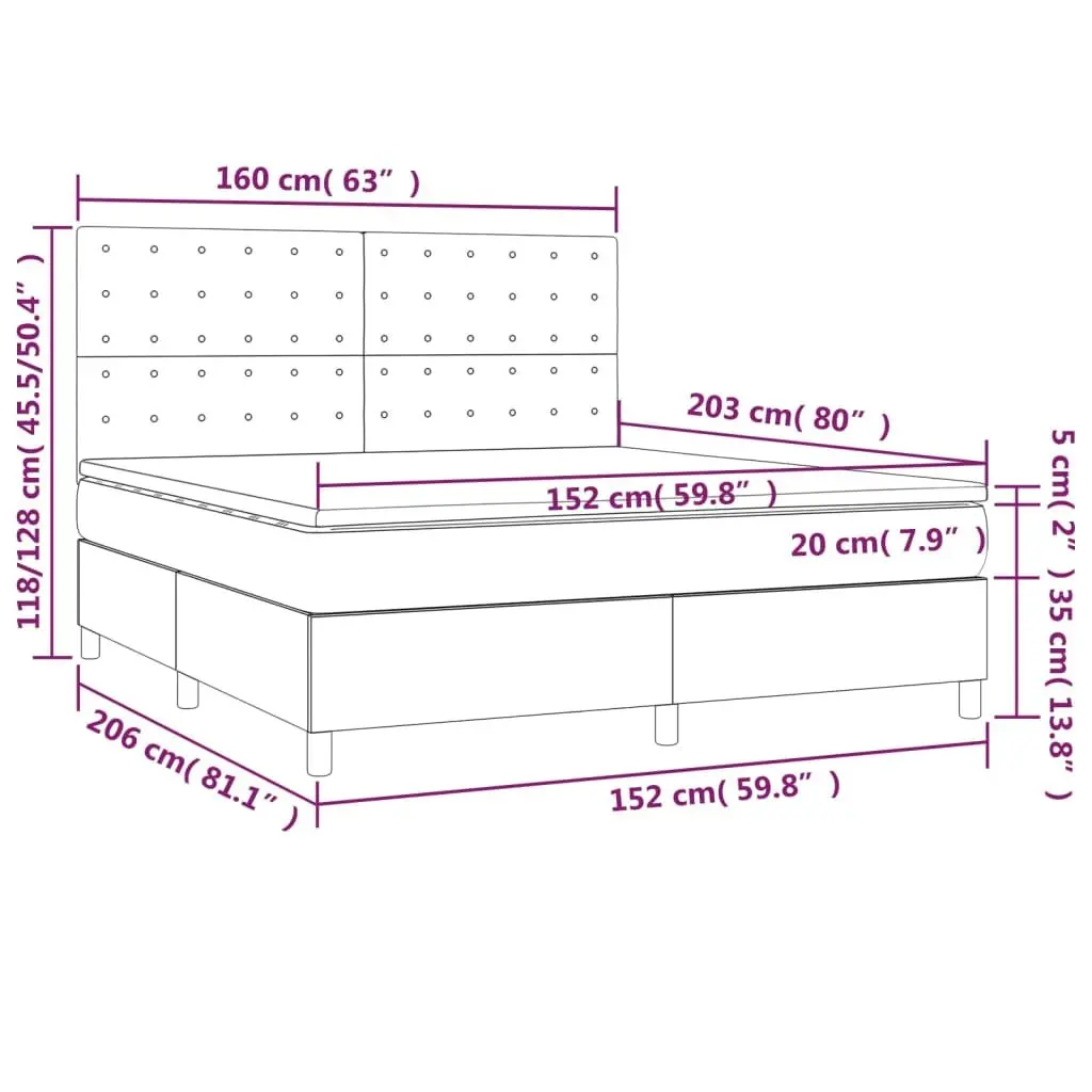 Box Spring Bed with Pocket Spring Mattress Medium-Firm Queen Size Dark Grey 153x203 cm