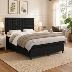 Modern Black Box Spring Bed with Pocket Spring Mattress